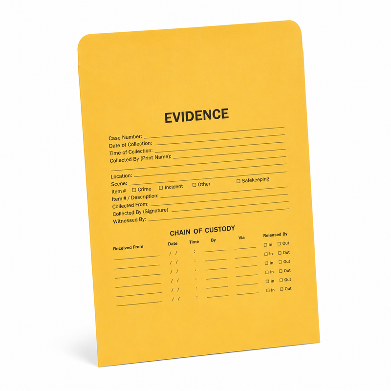 Evidence Envelopes 20-Pack | Pre-Printed 6x9 inches